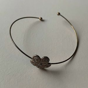 Gold Open Bangle Flower Bracelet